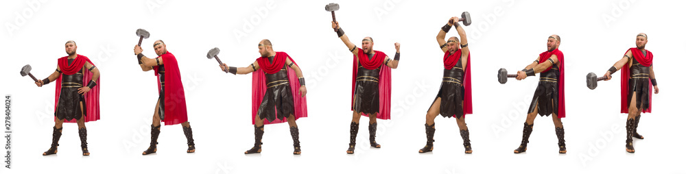 Gladiator with hammer isolated on white Gladiator with hammer isolated on white