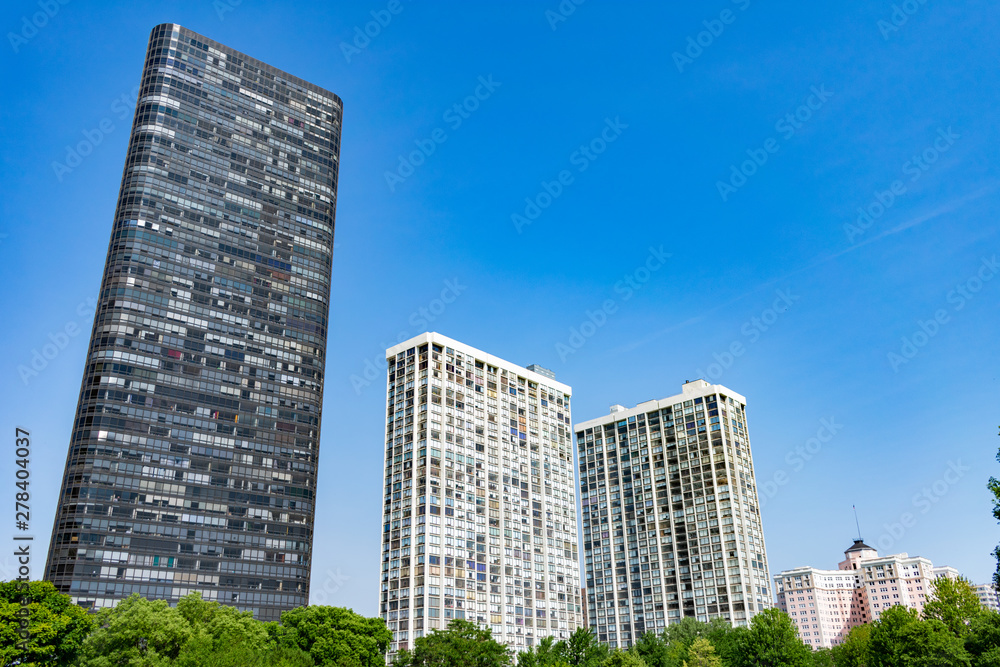 Tall Residential Skyscrapers along the Lakefront in Edgewater Chicago