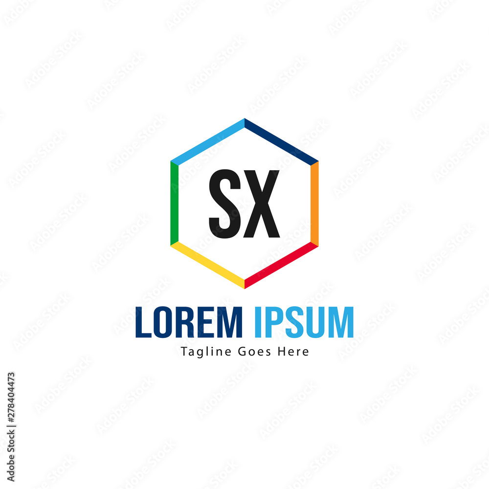 Initial SX logo template with modern frame. Minimalist SX letter logo vector illustration