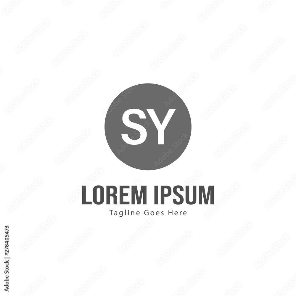 Initial SY logo template with modern frame. Minimalist SY letter logo vector illustration