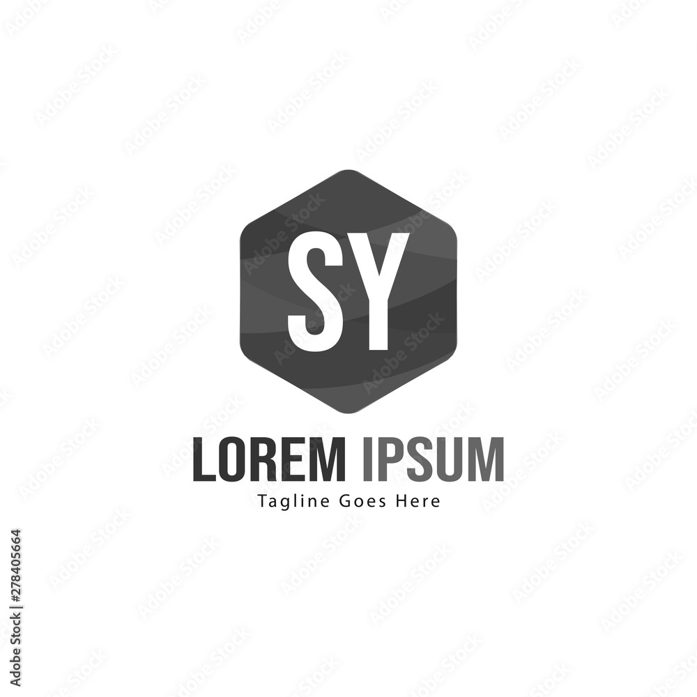Initial SY logo template with modern frame. Minimalist SY letter logo vector illustration