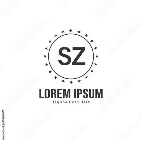 Initial SZ logo template with modern frame. Minimalist SZ letter logo vector illustration