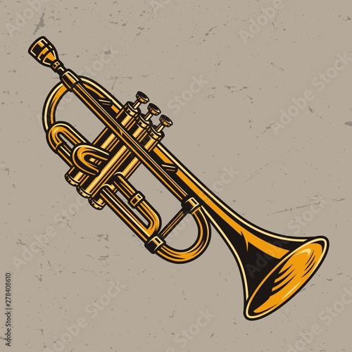 Colorful brass trumpet concept