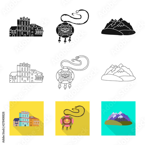Isolated object of culture and sightseeing icon. Set of culture and originality vector icon for stock.
