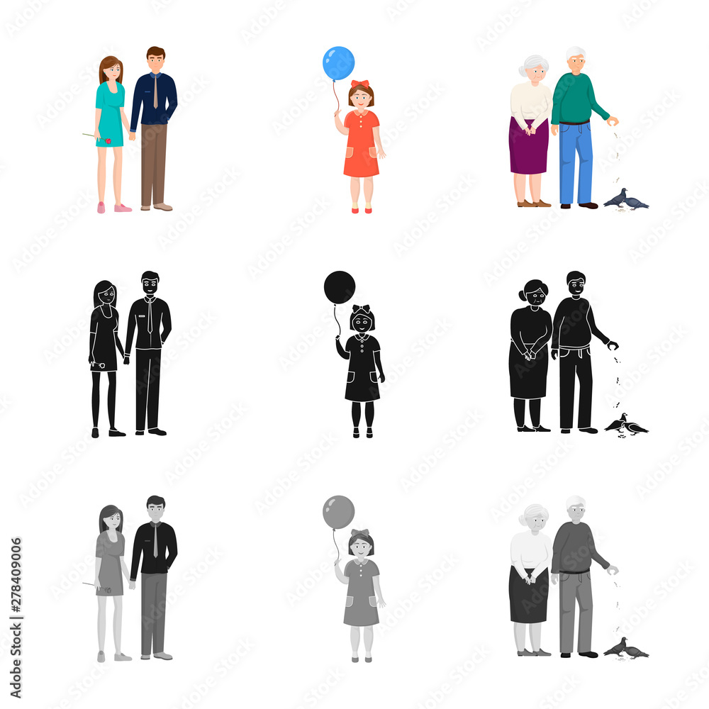 Vector illustration of character and avatar icon. Collection of character and portrait stock symbol for web.