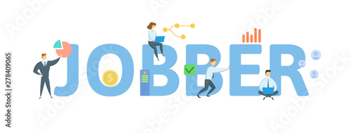 JOBBER. Concept with people, letters and icons. Colored flat vector illustration. Isolated on white background.