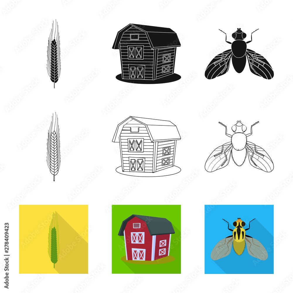 Isolated object of agriculture and farming icon. Collection of agriculture and plant stock symbol for web.
