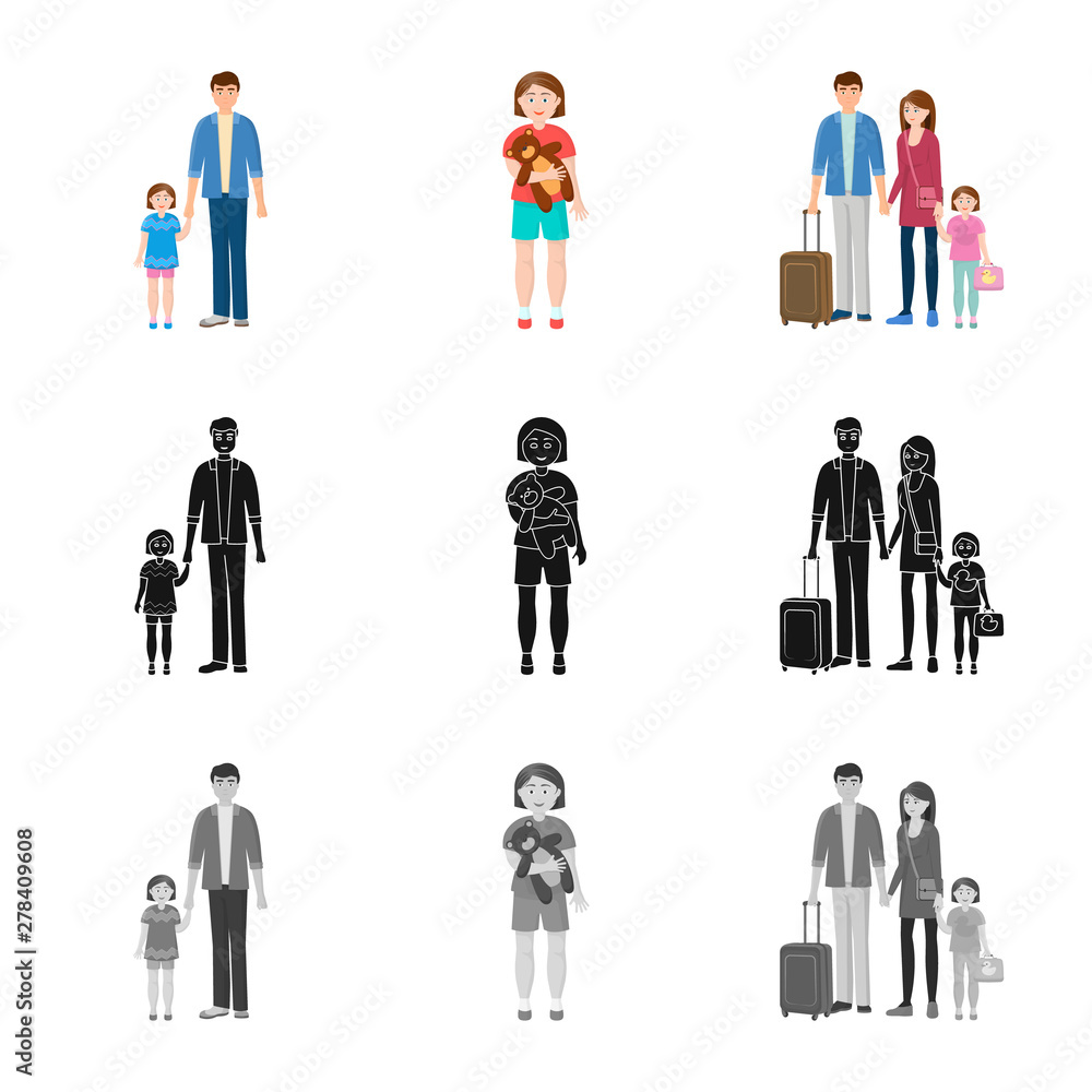 Vector design of character and avatar sign. Collection of character and portrait stock vector illustration.