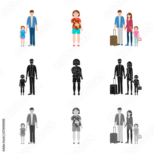 Vector design of character and avatar sign. Collection of character and portrait stock vector illustration.
