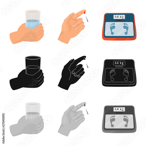 Vector illustration of diet and treatment logo. Collection of diet and medicine vector icon for stock.