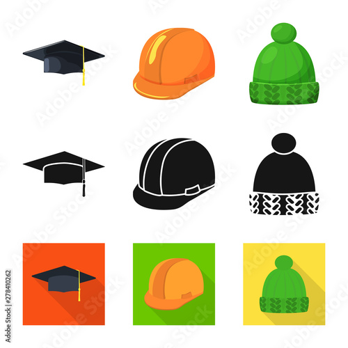 Isolated object of clothing and cap icon. Collection of clothing and beret vector icon for stock.