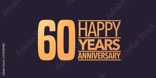 60 years anniversary vector icon  symbol  logo. Graphic background or card for 60th anniversary