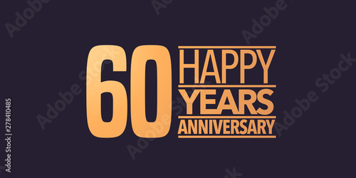 60 years anniversary vector icon, symbol, logo. Graphic background or card for 60th anniversary