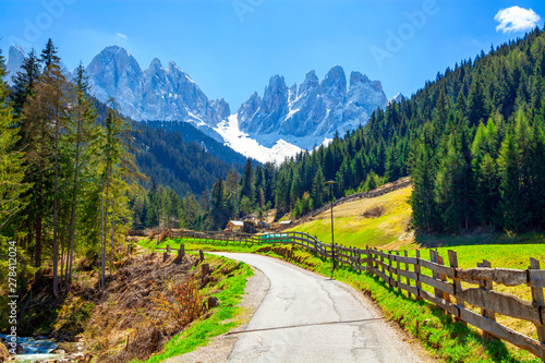 Wallpaper Mural Alpine road with a beautiful view in Santa Maddalena village, Dolomites, Italy. Torontodigital.ca