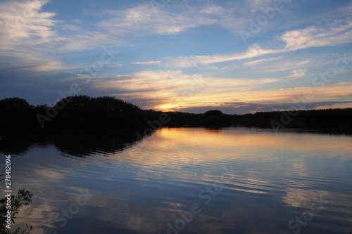 Sunset on Paurotis Pond in Everglades national Park  Florida.