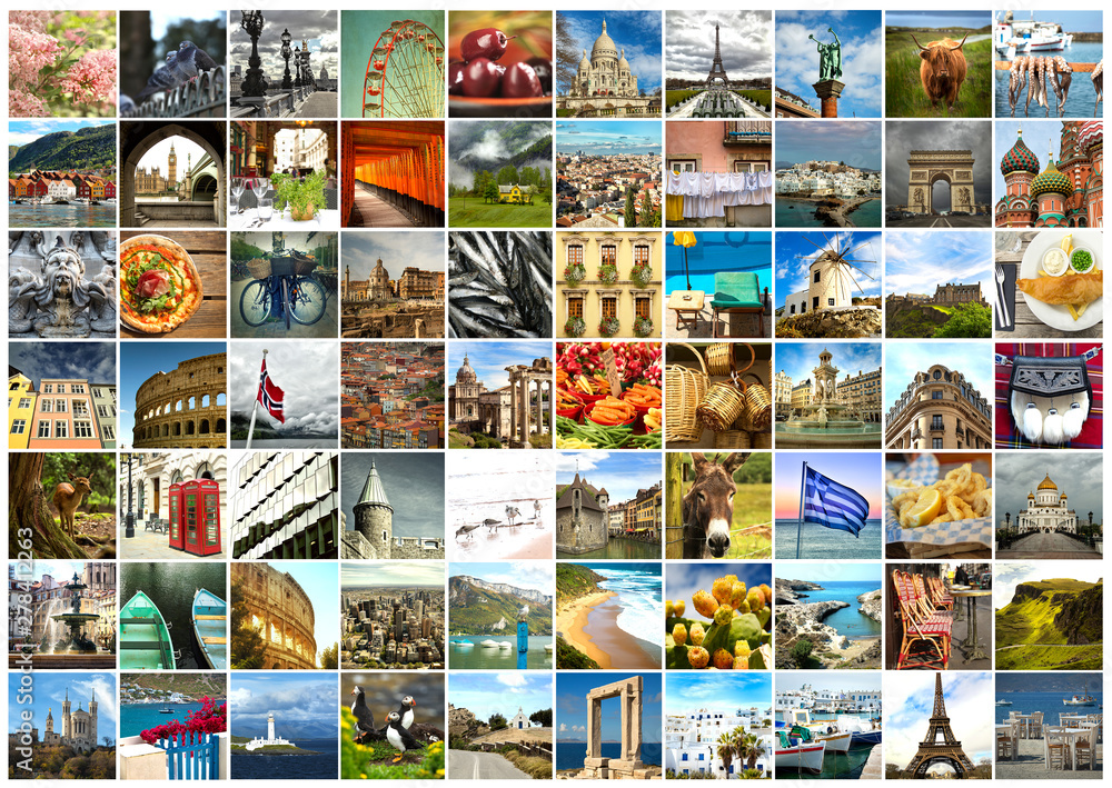 Collage of food, things and place from Europe Collage of food, things and place from Europe