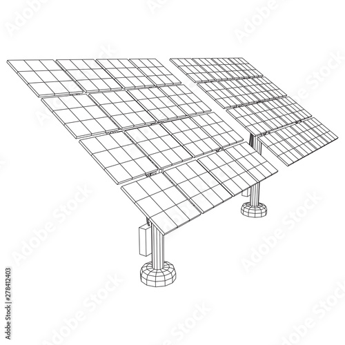 Solar energy panel. Wireframe low poly mesh vector illustration