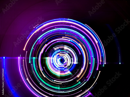 Circular motion colorful led lights long exposure