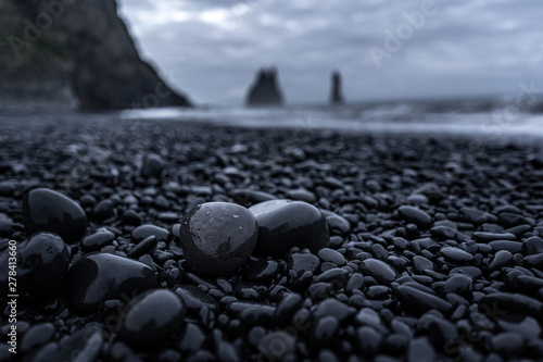Black beach in Iceland with a dramatic sky