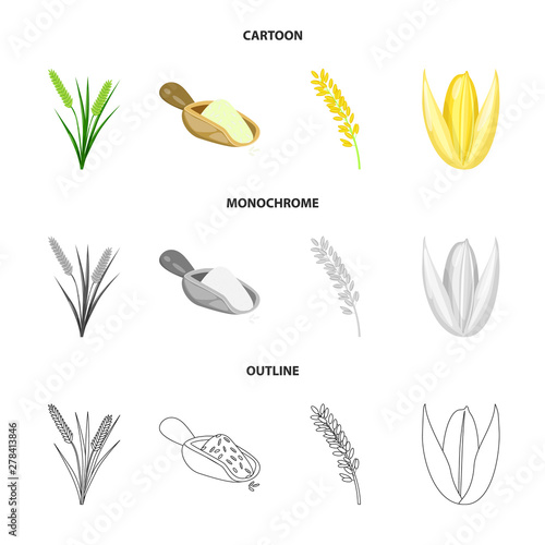 Isolated object of crop and ecological logo. Collection of crop and cooking vector icon for stock.