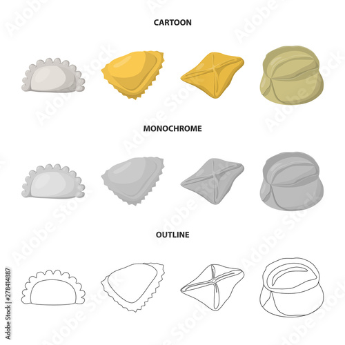 Vector design of products and cooking sign. Set of products and appetizer vector icon for stock.