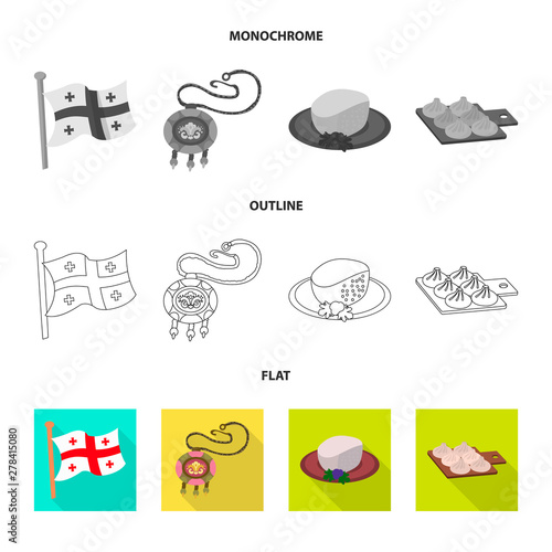 Vector illustration of culture and sightseeing symbol. Set of culture and originality vector icon for stock.