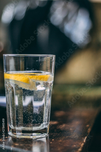 lemon in the glass of water