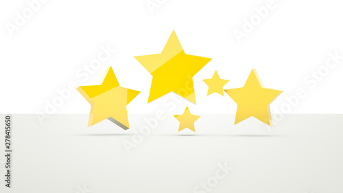 Voting concept rating five golden stars 3D rendering