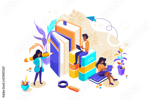Concept Education, online training, Internet studying, online book, tutorials, e-learning for social media, documents, cards, posters. distance education Vector illustration online education