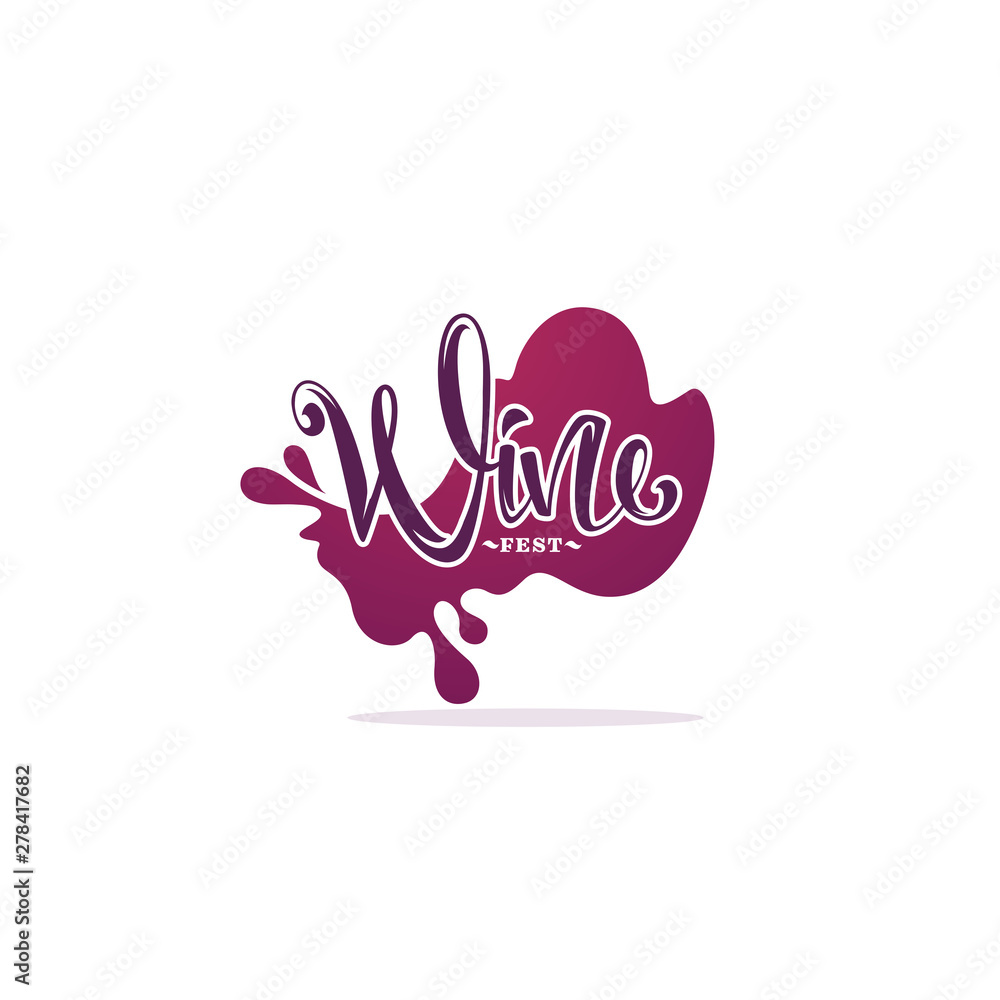 Fototapeta premium Wine Fest, red wine and lettering composition sticker, logo, emblems, label