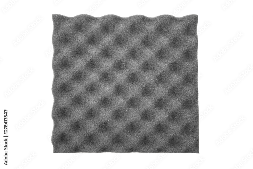 Close up of Sound Absorbing Sponge in Recording Studio. Dampening Acoustical Foam in Music Studio. Acoustic Foam Detail. Gray foam sponge texture