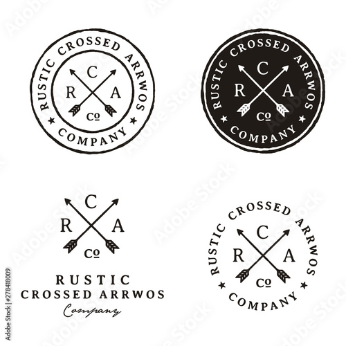 Crossed Arrows Vintage Retro Rustic Hipster for Archer Hunting Label Stamp logo design