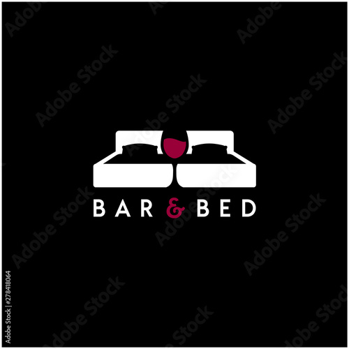 Bed Wine Glass for Hotel Motel Bar Restaurant logo design