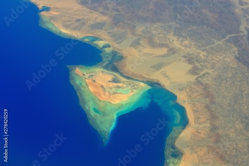 Egypt Hurghada Red sea shore aerial view