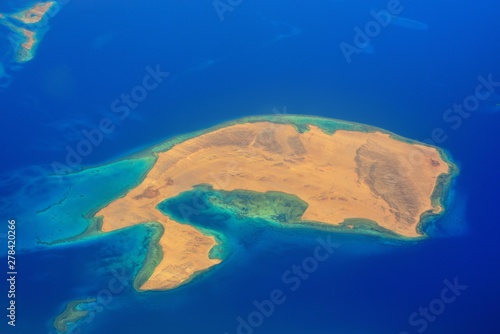 Egypt Hurghada Red sea shore aerial view