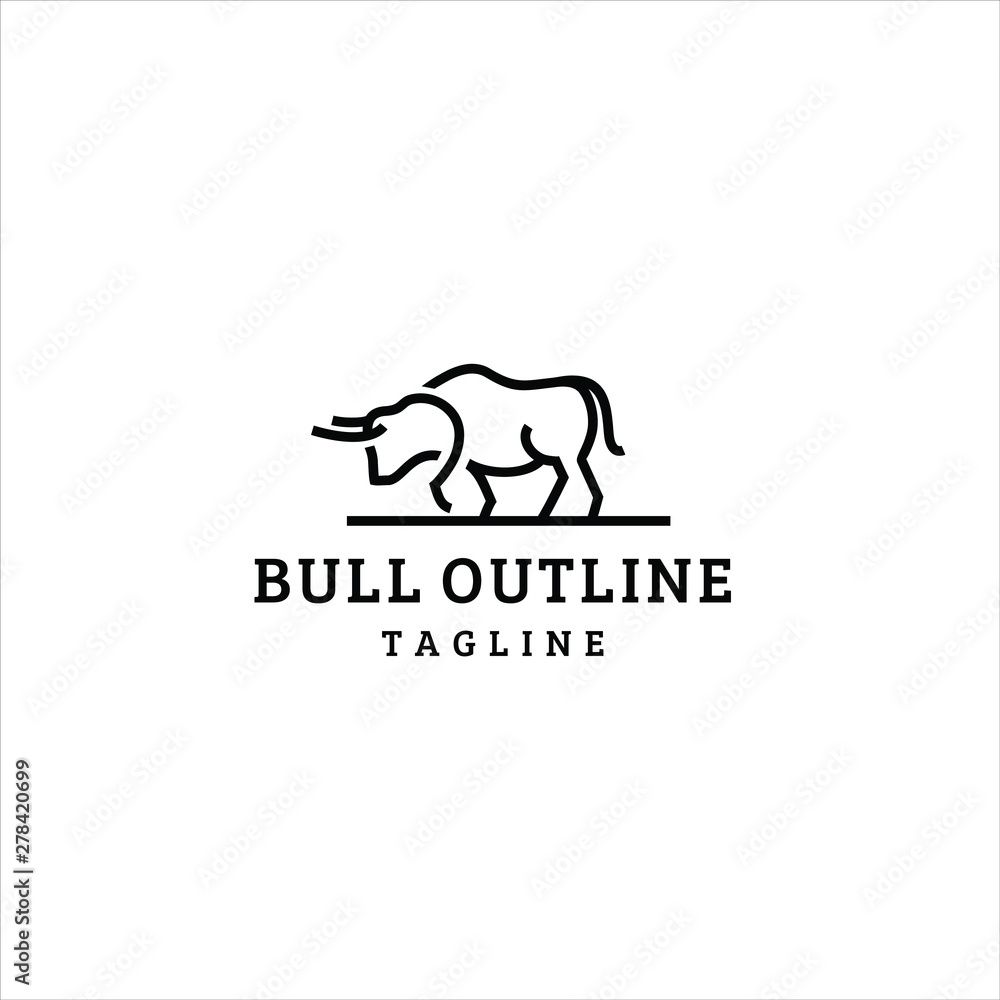 bull vector graphic illustration line art template download