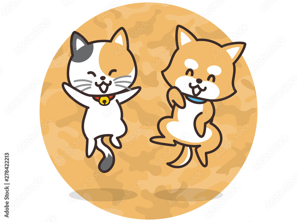 ジャンプする犬と猫 ジャンプする犬と猫