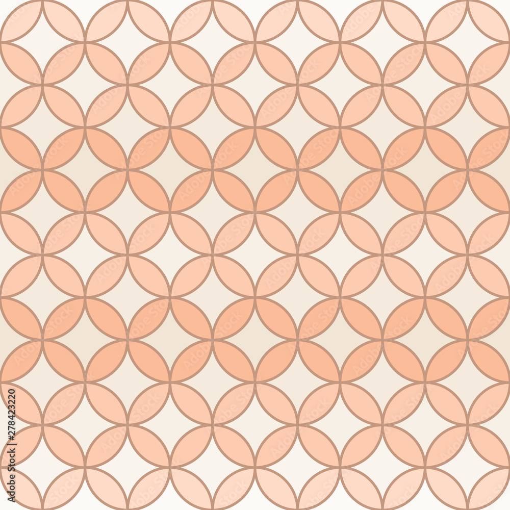 Naklejka premium Vector Peach Orange Geometric Circular Seamles Repeat Background Pattern