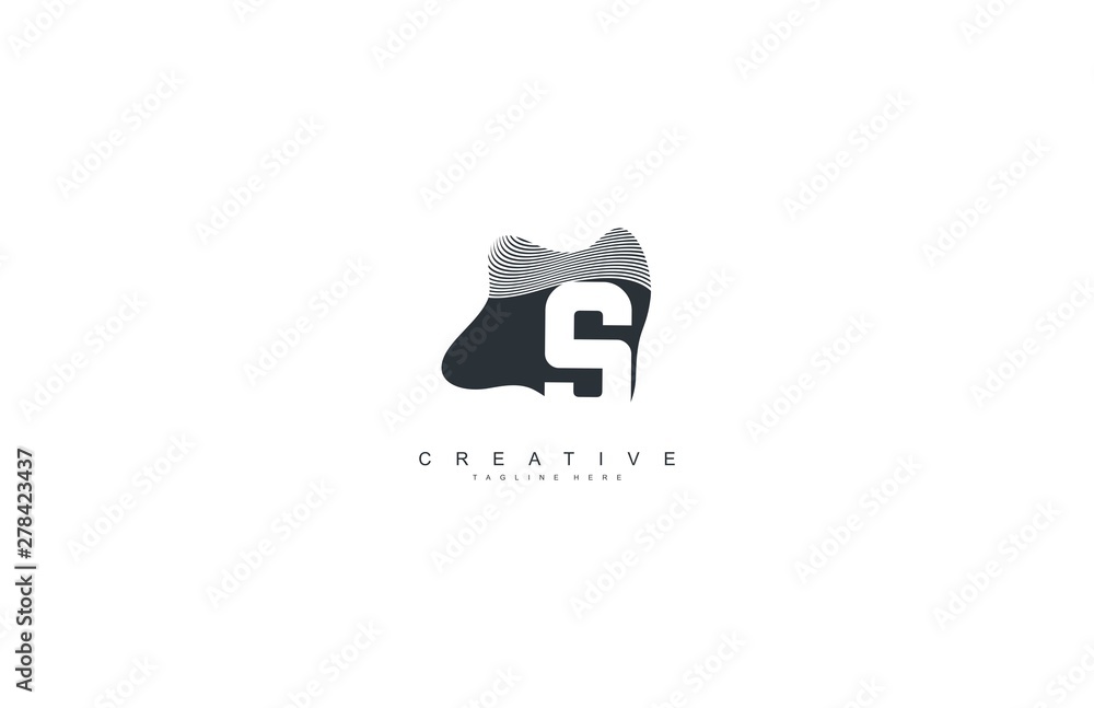 Initial Letter S Monogram Dynamic Liquid Shape Stripes Logotype Initial Letter S Monogram Dynamic Liquid Shape Stripes Logotype