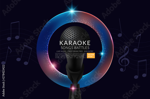 Vector Flyer illustration on a Karaoke Party theme with microphones. Vector illustration