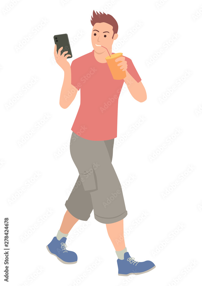 Teenager holding a cellular phone while drinking soft drink. Teenager holding a cellular phone while drinking soft drink.