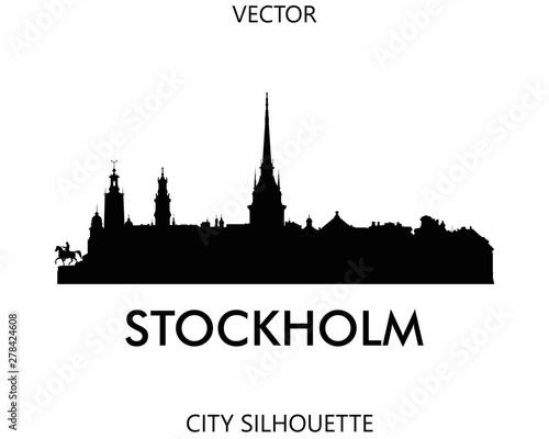 Stockholm skyline silhouette vector of famous places