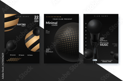 Electronic music festival advertising poster. Modern club electro party invitation. Vector illustration