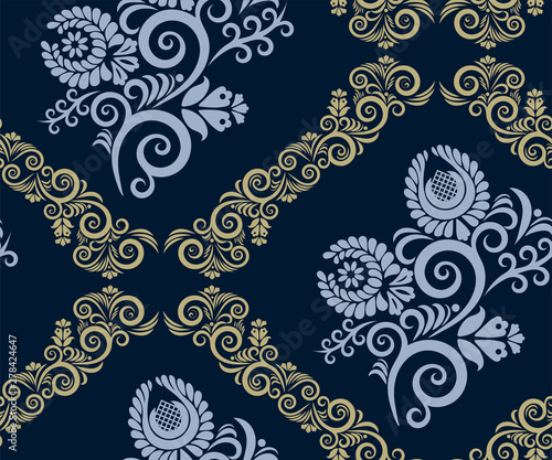 Fototapeta Naklejka Na Ścianę i Meble -  Vector ornamental hand drawing decorative background. Ethnic seamless pattern ornament. Vector pattern.