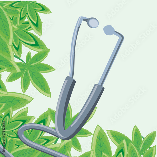 cannabis leaf plant with stethoscope