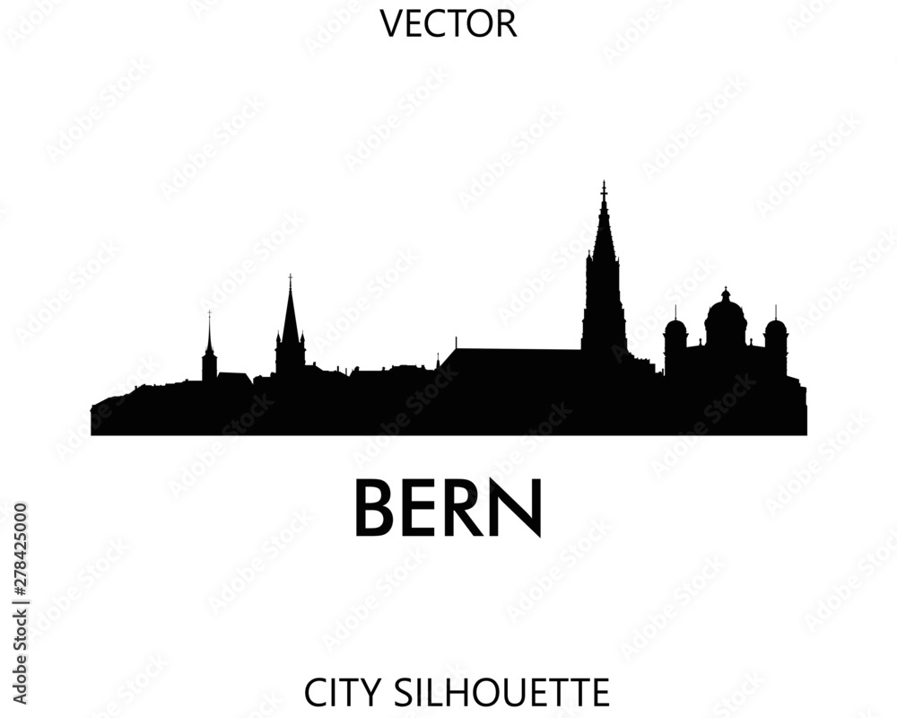 Bern skyline silhouette vector of famous places