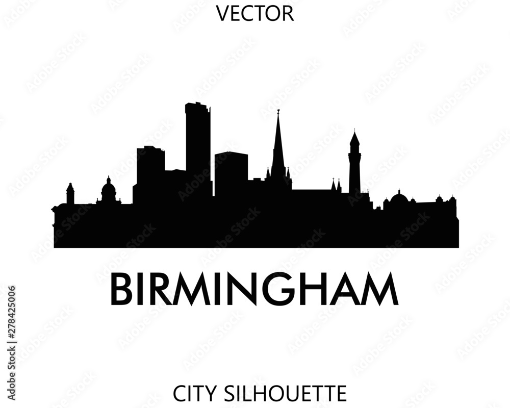 Birmingham skyline silhouette vector of famous places Stock Vector | Adobe Stock