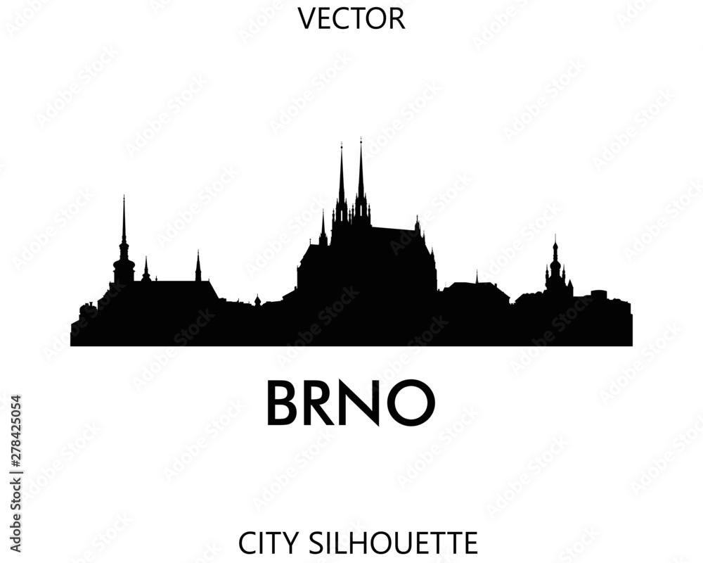 Brno skyline silhouette vector of famous places