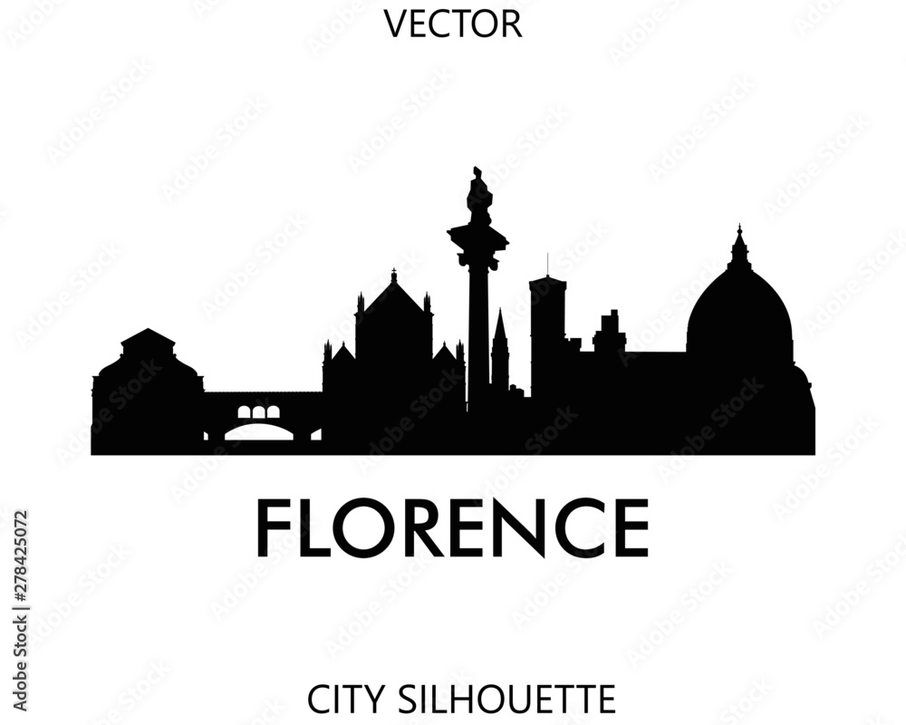 Florence skyline silhouette vector of famous places