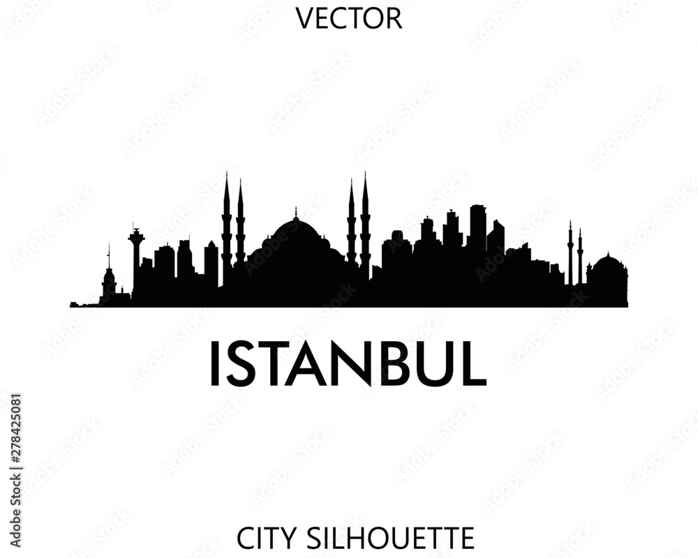 Istanbul skyline silhouette vector of famous places